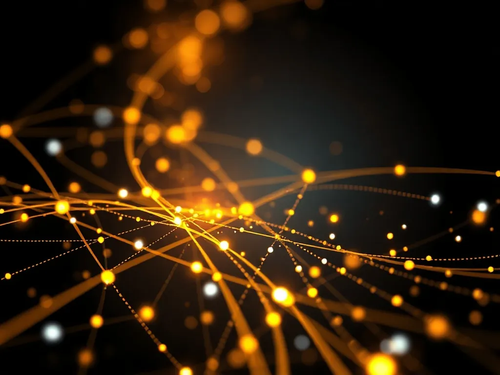 Abstract technological background with lines and dots, golde